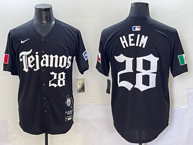 Men 2025 Texas Rangers #28 Heim Black Five generations Joint Name Nike MLB Jersey style 5->texas rangers->MLB Jersey